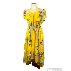 Lane Bryant Yellow Floral Off Shoulder High Low Maxi Dress Size 18/20
